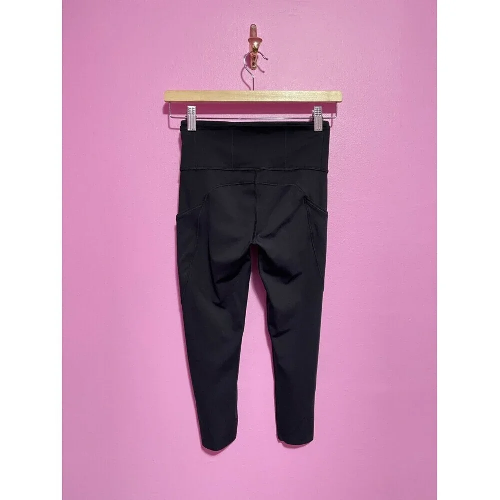 Lululemon Fast & Free Crop Leggings Size 4 US Black Nulux Running 19” Inseam